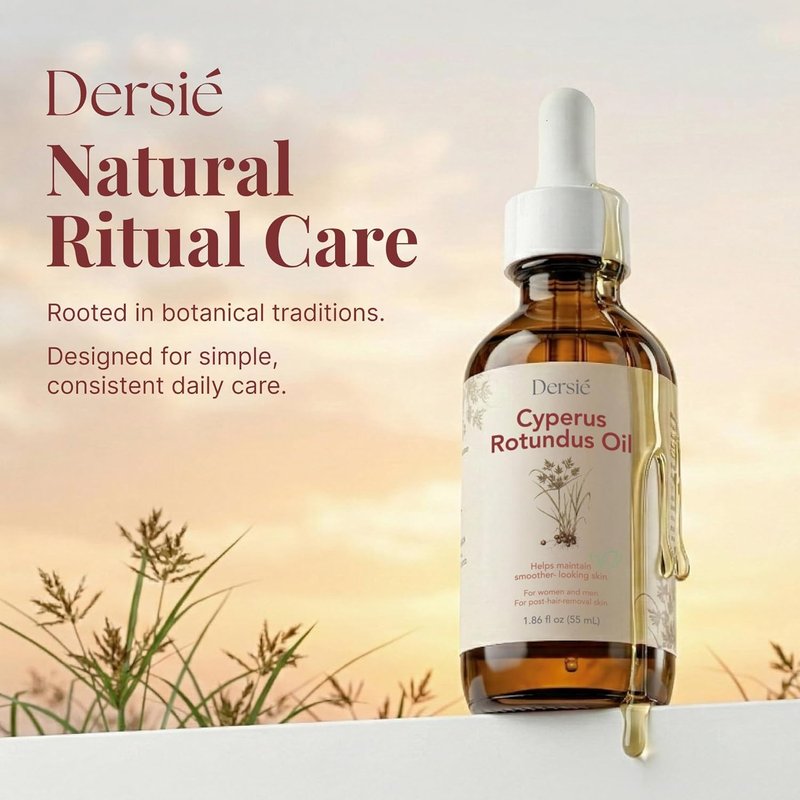 Dersie Cyperus Rotundus Oil - Natural Hair Growth Inhibitor for Face & Body Hair Removal | Soothing Skin Oil (55 mL)