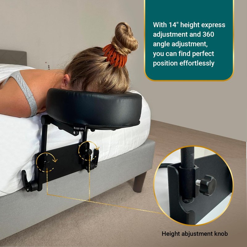Massage Headrest for Bed, Face Down Pillow After Eye Surgery, Bed Massage Head Holder, Adjustable Vitrectomy Recovery Equipment, Post Retinal Surgery Face Down Sleep Support with Face Cradle (Black)