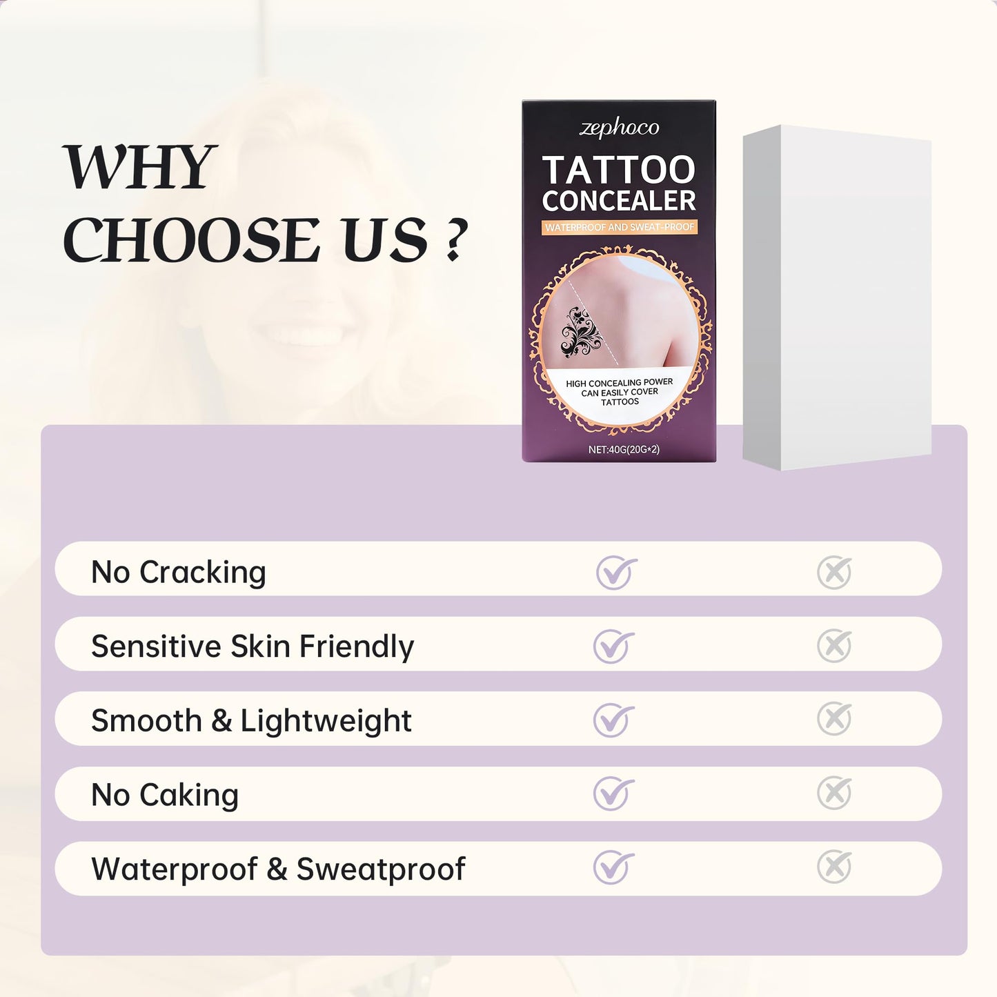 Tattoo Cover Up Makeup Waterproof, 2 Colors Mix Foundation Full Coverage Tattoo Coverup Make Up for Leg Neck Body, Scars Vitiligo Veins Dark Spots Long Lasting Concealer for All Skin, Ivory Dark 1.4oz