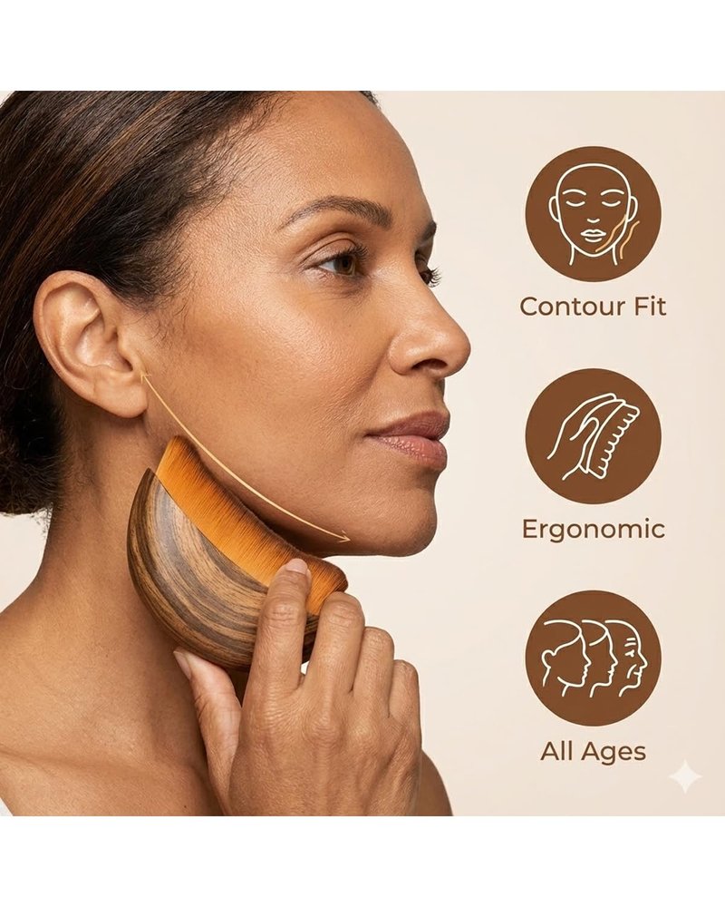 Lymphatic Contour Face Brush - Lymphatic Facial Drainage Brush - Dry Soft Organic Reduce Puffiness Improve Skin & Radiance Relieve Fatigue - Ergonomic Design for Daily Skin (1PCS)