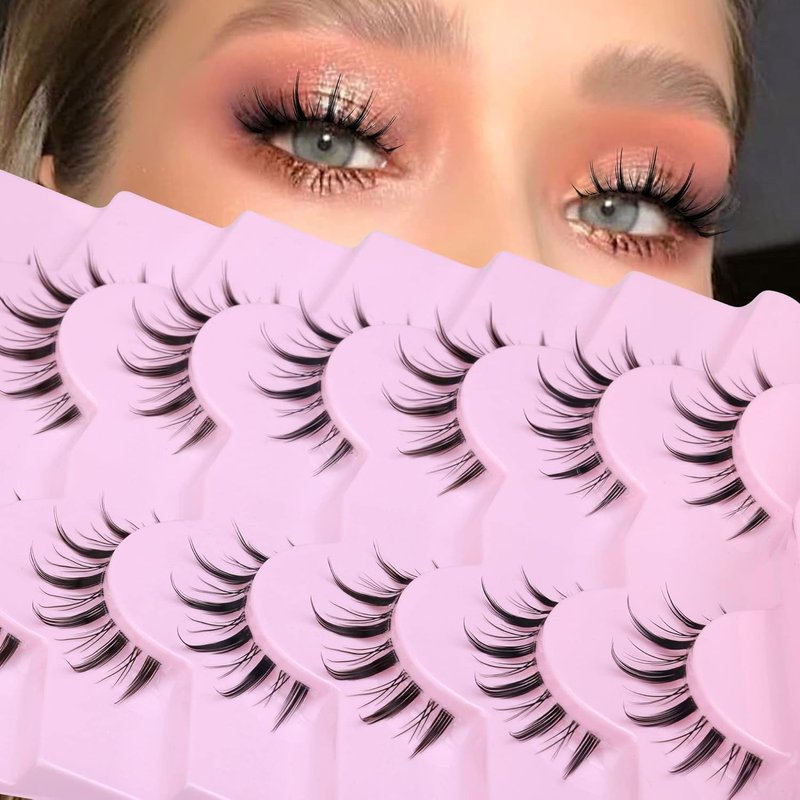 EYDEVRO False Eyelashes - Wispy Manga Lashes for Natural Anime Look | 7 Pairs of Spiky Cosplay Lashes