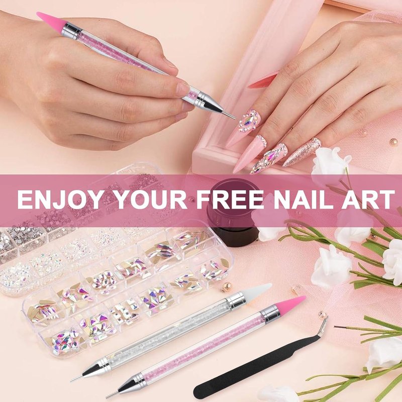 Rhinestone Picker Applicator Kit - 7 Pcs Nail Art Tools for Bedazzling & Gem Design | Includes Wax Pencil