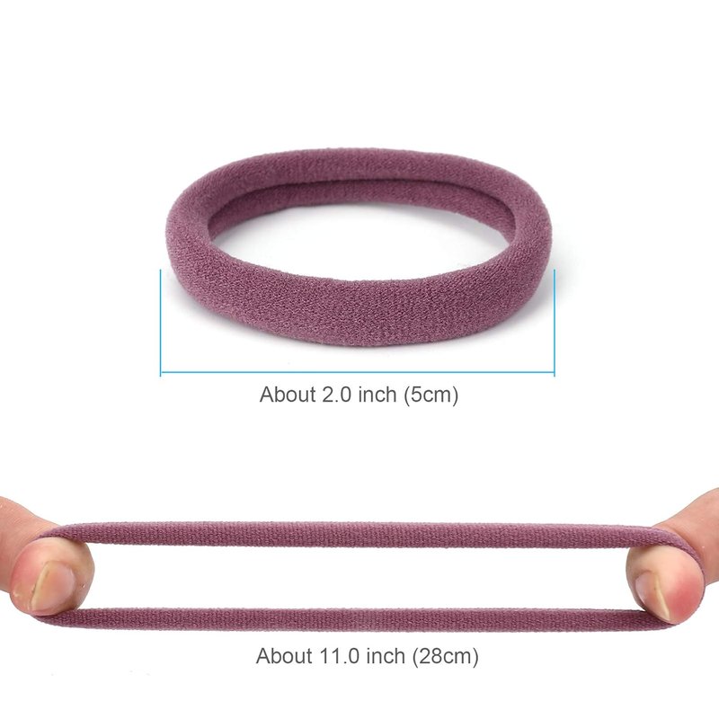 Large Hair Ties - Thick Cotton Seamless Ponytail Holders for Heavy Hair | 50PCS, 2 Inch, 5 Colors
