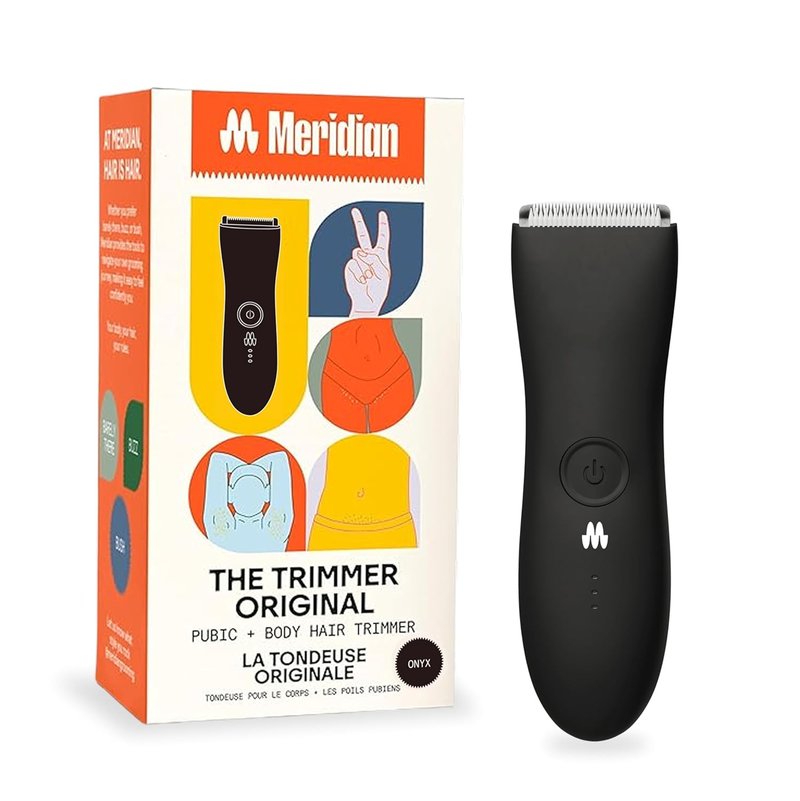 MERIDIAN The Trimmer Original - Waterproof Electric Body Hair Trimmer for Men | Rechargeable Groomer for Pubic, Chest, Legs & Underarms - Onyx