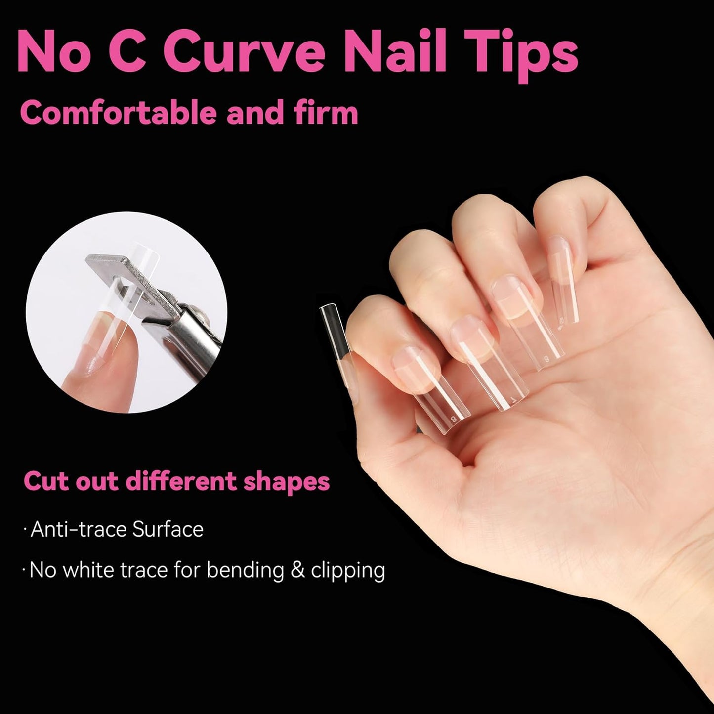 UNA GELLA Medium Square Nail Tips - 216 Pcs Clear Half Cover Gel Nails for DIY & Salon Use | Long-Lasting Matte Finish