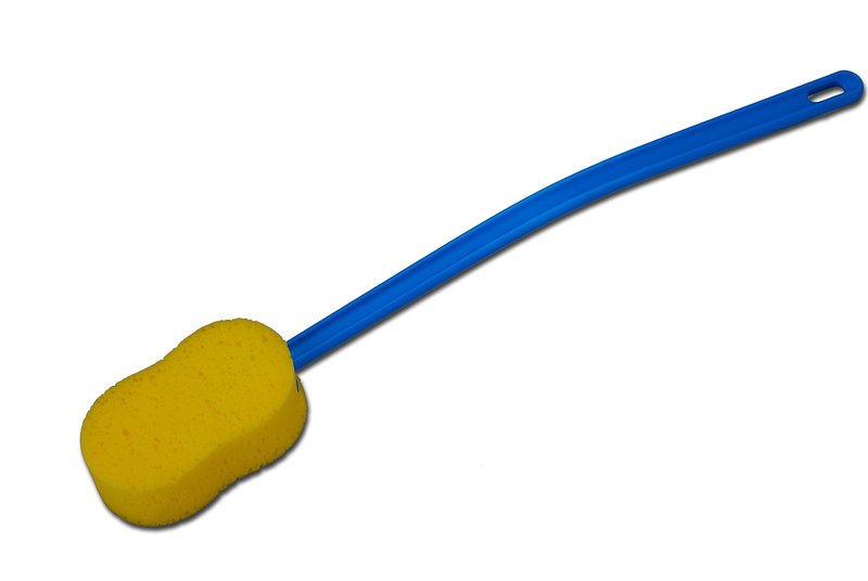 NOVA 23” Extra Long Bath & Back Sponge Brush – Long Handle Body Washer & Back Scrubber for Hard-to-Reach Back, Legs & Feet, Great for Applying Lotion or Cream, Lightweight Shower & Bath Brush with Hanging Loop