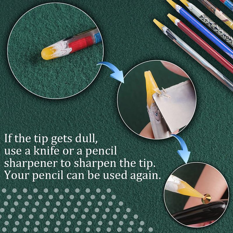 GA&EN Self Adhesive Pickup Pencil for Rhinestones and Diamond Painting, 10 PCS Long Rhinestone Picker Tool Kit for Nail Art, Nail Dotting Tools for Manicure, Jewel Applicator Gem Picker Pen Tool