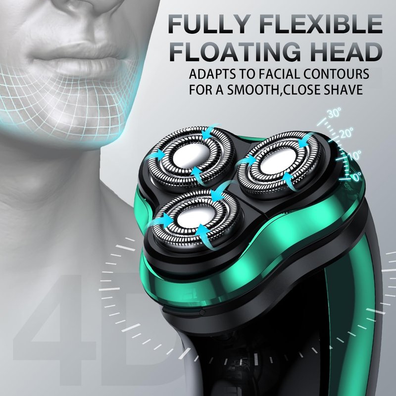 Electric Razor for Men, Cordless Rechargeable Rotary Shaver with Pop-Up Trimmer, IPX6 Waterproof Wet & Dry Electric Razor, Includes Charging Stand – Mens Electric Shaver for Face and Travel