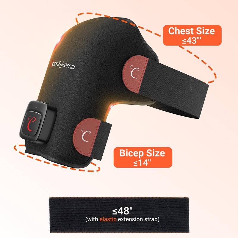 Comfytemp Cordless Red Light Therapy for Shoulder, 94 LEDs Wearable Near Infrared Light Wrap, 3D Portable Flexible Wrap with Timer, 660nm & 850nm, Gifts for Women Mom Men Dad (No Massage,One Size)