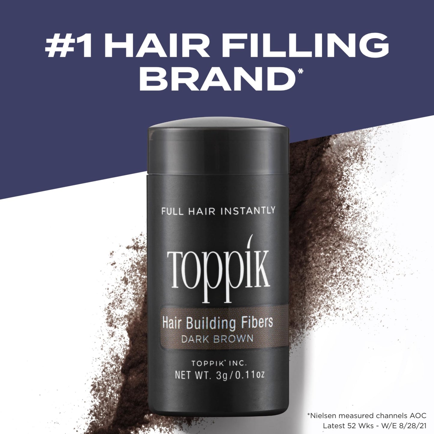 Toppik Hair Building Fibers, Dark Brown, 12g Fill In Fine or Thinning Hair, Instantly Thicker, Fuller Looking, 9 Shades for Men & Women, Keratin Protein Formula