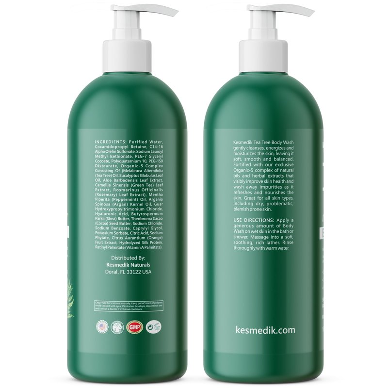 KESMEDIK Tea Tree Body Wash MaxTherapy, Itchy Skin Relief Soap, Soothes Jock Itch, Athlete's Foot, Acne, Eczema, Psoriasis & Sensitive Skin, Intimate Wash, Men & Women, 2-Pack, Original Edition