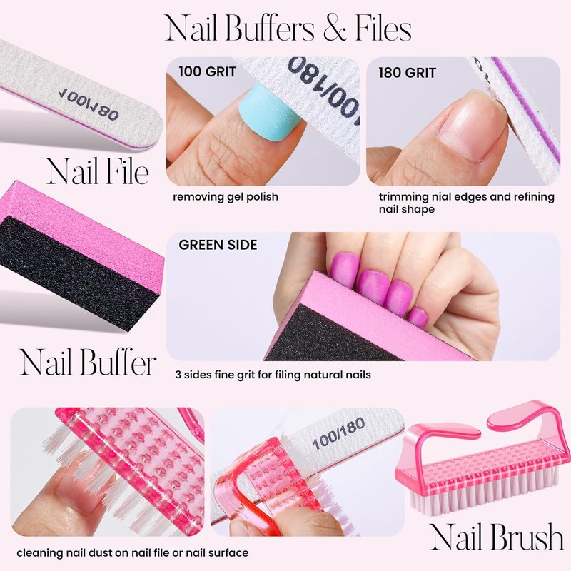 Cuticle Remover Kit - Professional Manicure Tools Set for Women | 50 PCS Lint-Free Wipes, Steel Nail Pusher, Files & Buffers