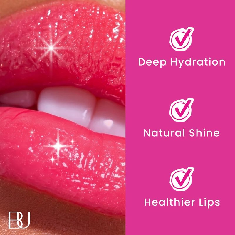 BossUp Cosmetics Clear Hydrating Lip Oil | Clear, Non-Sticky Moisturizing Lip Gloss Alternative | Scented Lip Care Products | Clean Beauty | Travel Size Shimmer Lip Gloss | 6 mL