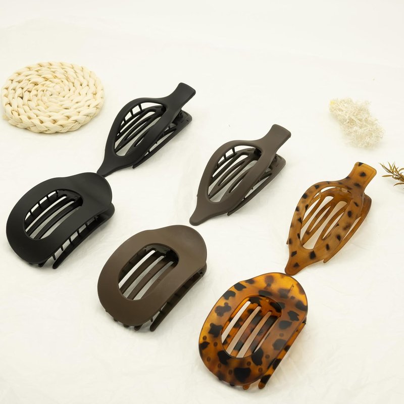 Flat Claw Clips for Women - Large Non-Slip Duckbill Hair Clips | 6-Pack Matte Accessories for Thick & Thin Hair