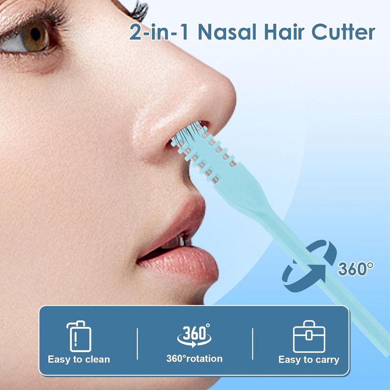 Skiennix 2-in-1 Nose Hair Trimmer - Portable 360° Rotating Manual Cutter for Men & Women | 10 Pcs, Colorful