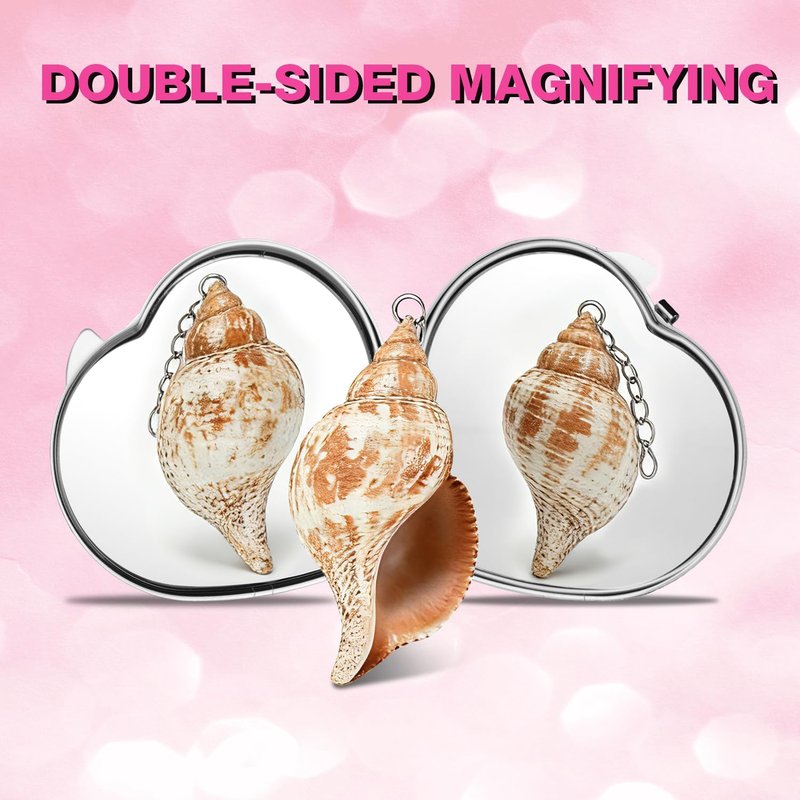 Heart Compact Travel Mirror - Double-Sided, Portable Metal Folding Design for Women | Scratch-Resistant