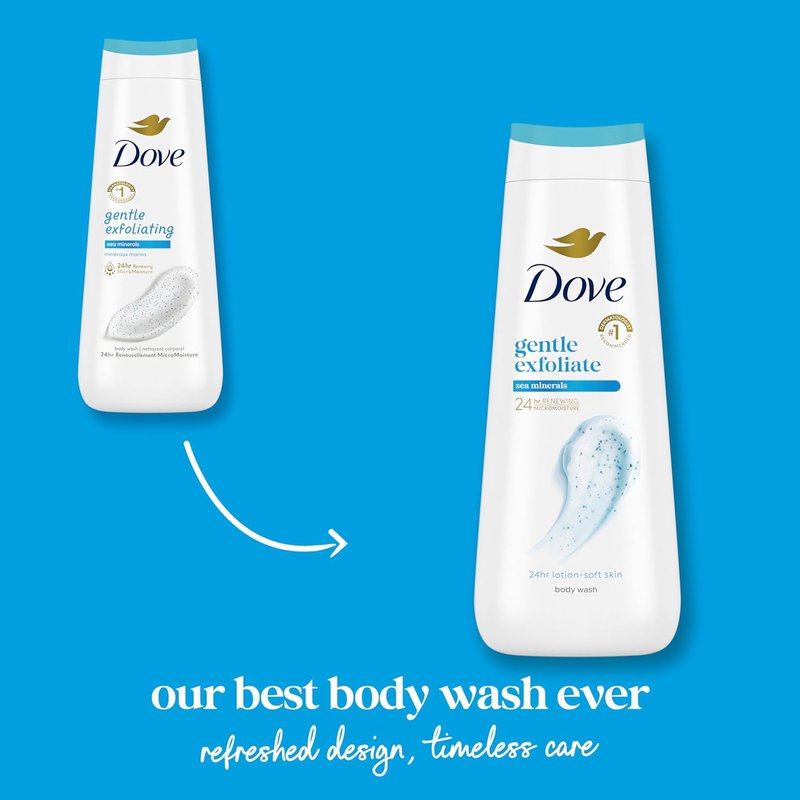 Dove Body Wash - Gentle Exfoliating Cleanser with Sea Minerals | 20 oz Moisturizing Formula for Soft Skin