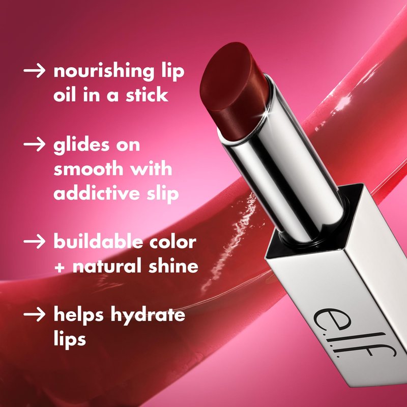e.l.f. Glow Reviver Slipstick, Tinted Lip Oil Stick, Non-Sticky & Hydrating For A Soft-Shine Finish, Vegan & Cruelty-Free, Truffle-maker