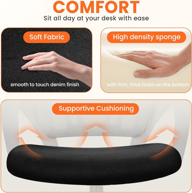 Ergonomic Office Desk Chair - Mesh Gaming Seat with Adjustable Height & Lumbar Support | Black