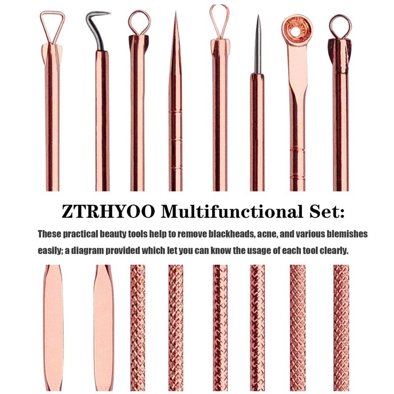Blackhead Remover Tool - Comedone Extractor Kit for Acne Treatment | Blemish & Whitehead Removal with Case (Rose)