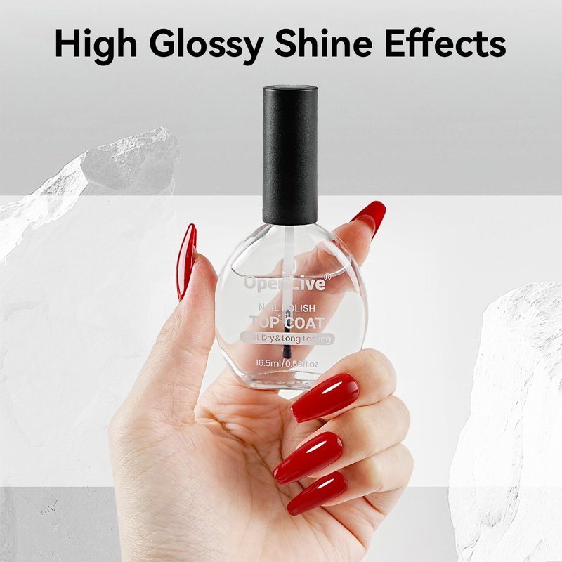 Glossy Top Coat Clear Nail Polish - 2 Pcs Quick Dry, Long-Lasting High Shine Finish | Vegan Nail Art Gift for Women