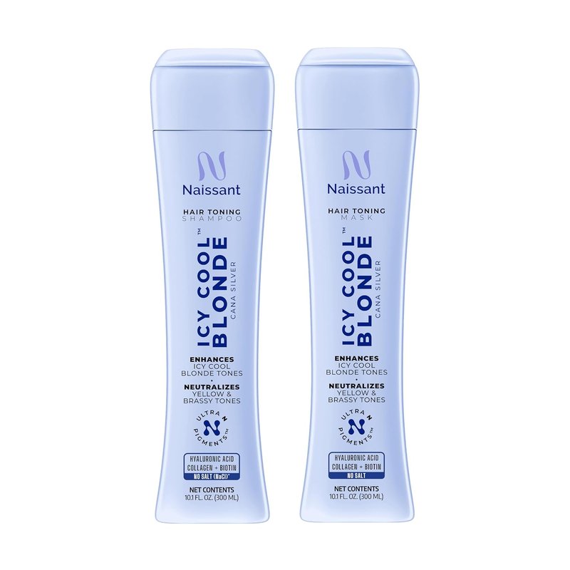 Icy Cool Blonde Purple Shampoo & Toning Mask Set - Neutralizes Yellow & Brassy Tones | 2 x 10.1 Fl Oz | Paraben & Sulfate Free