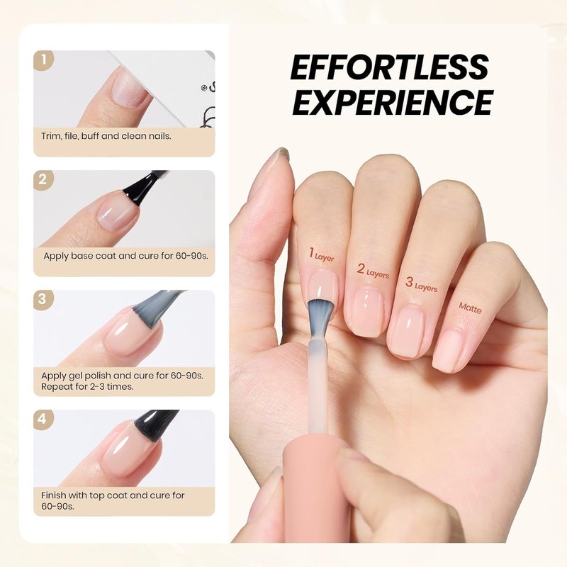Beetles Nude Gel Polish - 15ml Translucent Neutral Nail Polish Set | Soak Off UV for Spring & Summer Nail Art