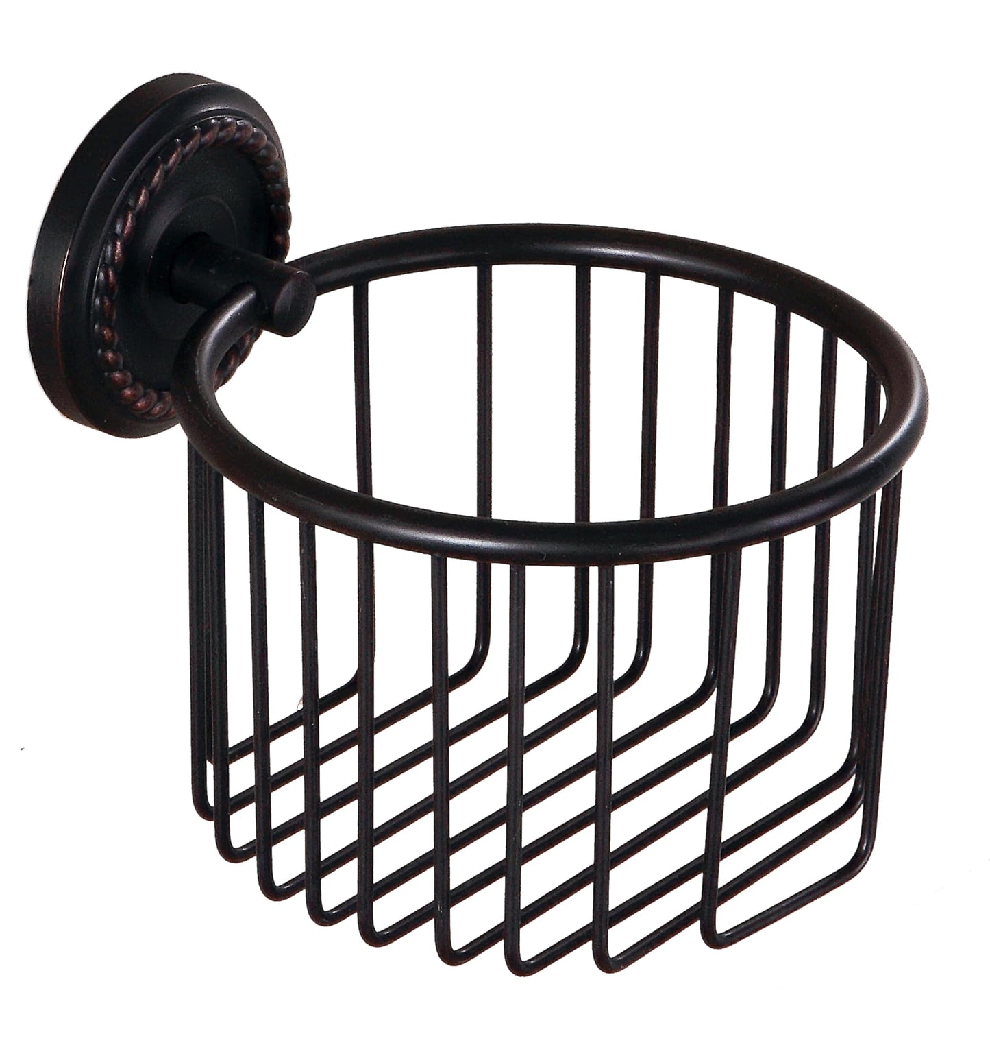 Vintage Wall-Mounted Toilet Paper Holder with Wire Basket Design, Oil-Rubbed Bronze, Wall-Mounted Bath Hand Towel Holder with Braiding Carvings, Vintage Style.