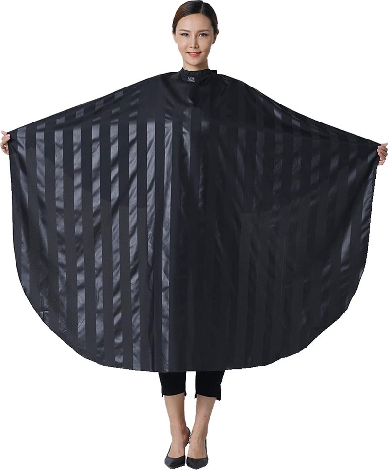 Professional Salon Cape - Black Polyester Barber Hair Cutting Cape | 54'x62'