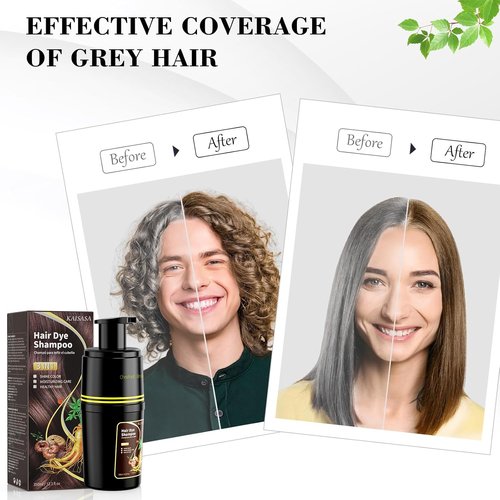 Black Hair Dye Shampoo 3 in 1, Hair Color Shampoo for Cover Grey Hair, Herbal Ingredient for Men and Women (Black)