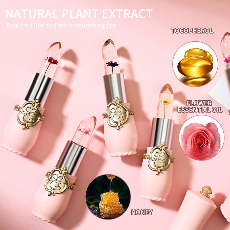 Flower Jelly Lipstick Set - Temperature Changing Moisturizer Balm | Long-Lasting Color (3 Pcs)