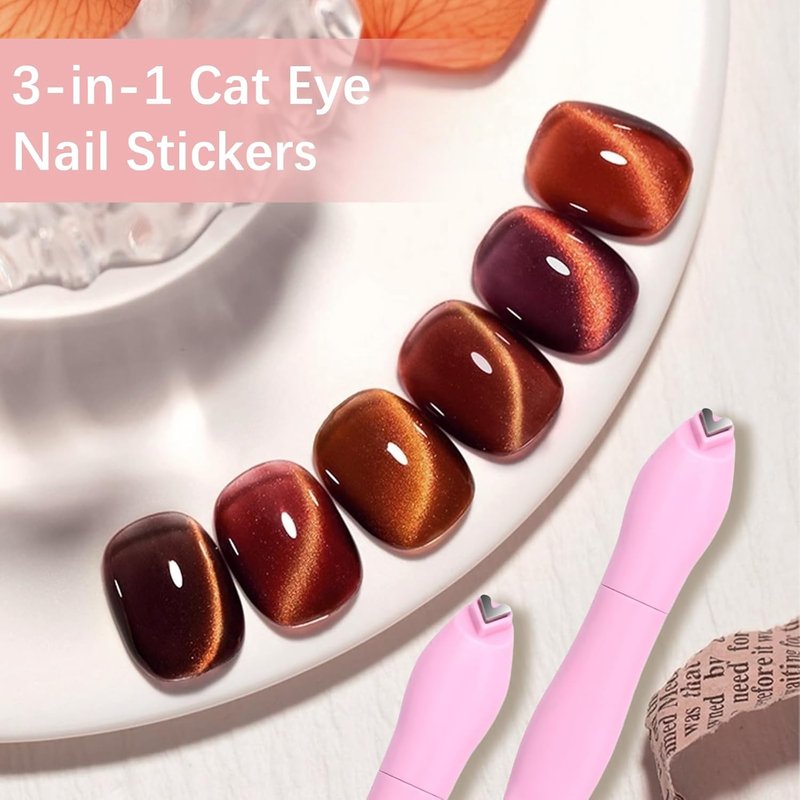 Skiennix 3-in-1 Cat Eye Nail Magnet - Versatile Heart, Round & Line Shapes | 2-Piece Nail Art Tool Set