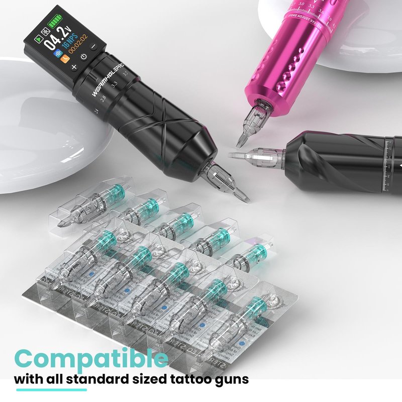 Wormhole Tattoo Needles 20Pcs 15RM Disposable Tattoo Cartridge Needles Curved Magnum for Tattoo Gun Cartridge Machine Permanent Makeup (1215RM)