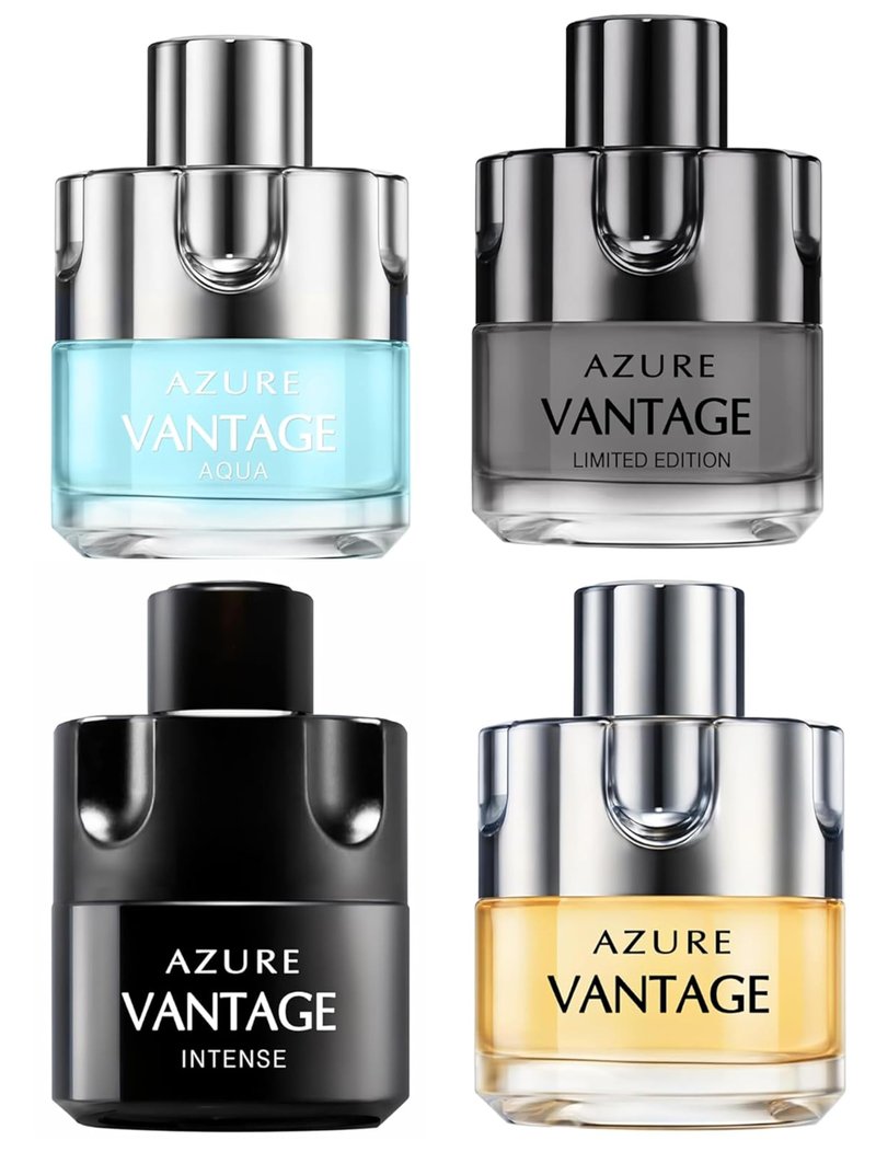 AMOUVOA Men’s Cologne Gift Set (4 Pack) – Long Lasting Fragrance Collection for Men, Vanilla Bourbon, Leather, Amber & Fresh Floral – Luxury Perfume Sampler Set for Gifts, Travel Size Cologne for Him
