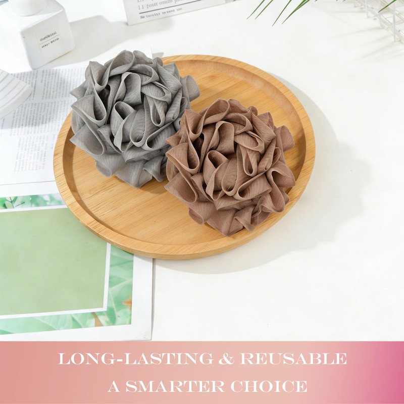 2-Pack Soap Saver Bag & Loofah Soap Holder, Bar Soap Scrubber Pouch with Soap Pocket, 2-in-1 Shower Soap Pouch for Rich Lather, Home Gym Travel, Brown & Gray