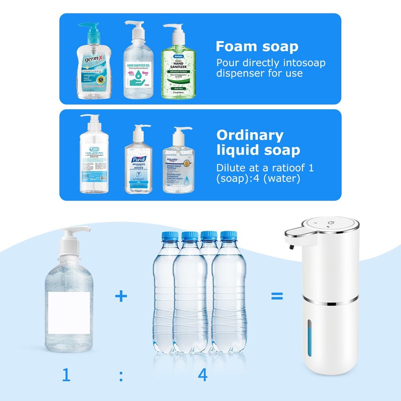 2 Pack Automatic Soap Dispensers,12.8oz/380ml USB Touchless Automatic Foaming Soap Dispenser,Rechargeabled Wall Mounted Smart Soap Dispenser for Bathroom Kitchen Dish Soap