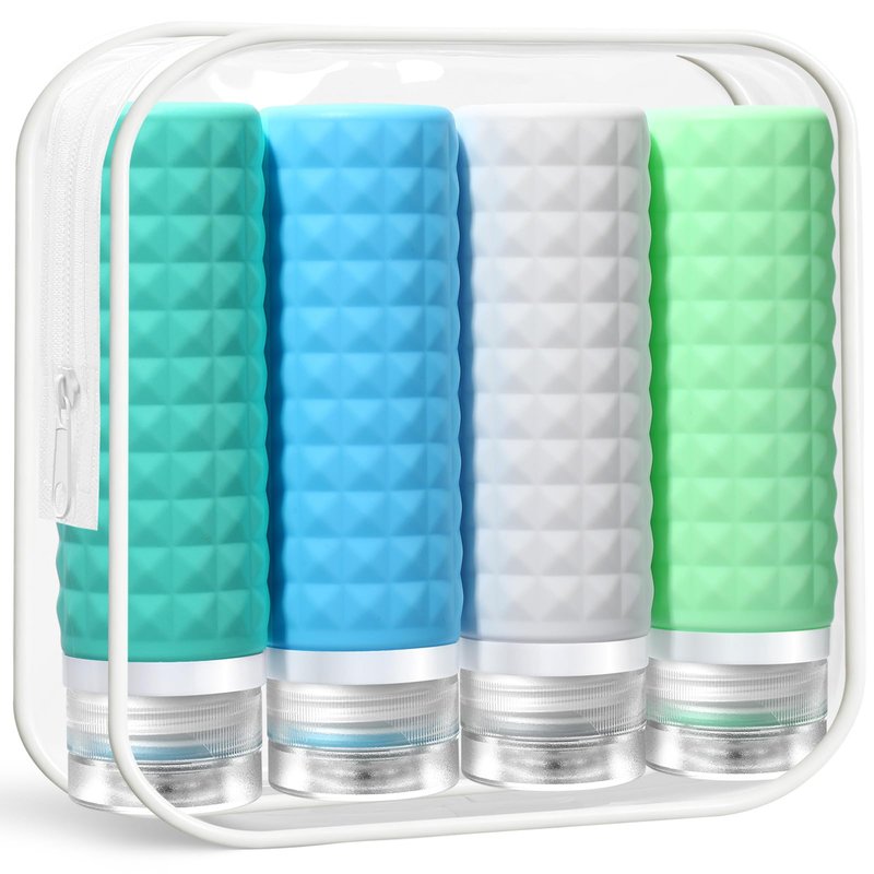 Firstfooby Travel Bottles for Toiletries, TSA Approved Travel Size Containers, Leak Proof Silicone Shampoo Bottles, Small Toiletry Containers with Clear Bag for Shampoo Conditioner Lotion
