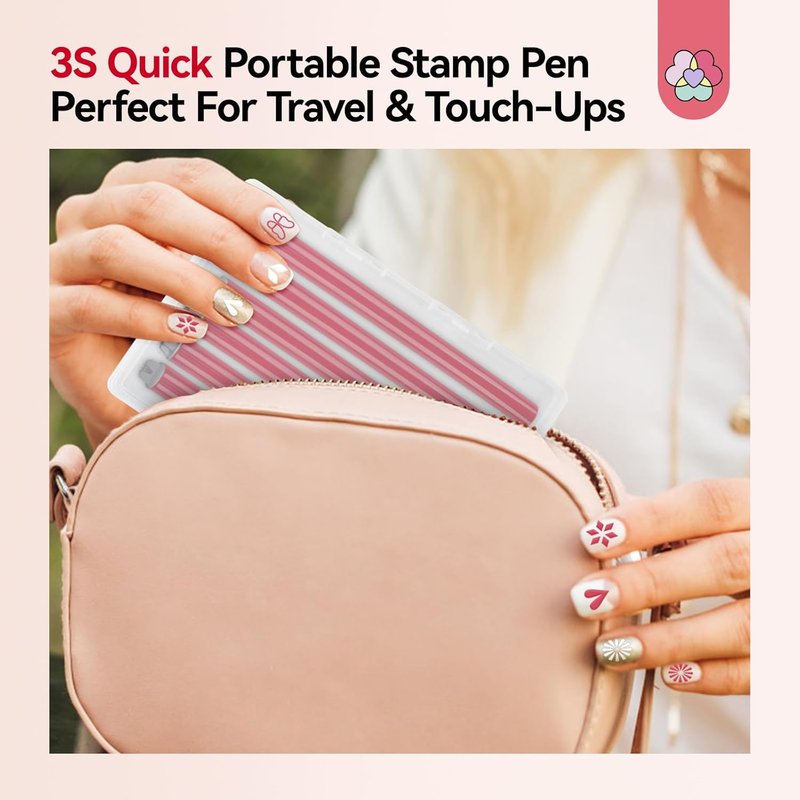 Nail Art Stamp Pen Set - French Tip & Flower Patterns | 3 Quick-Dry Tools for DIY Manicure
