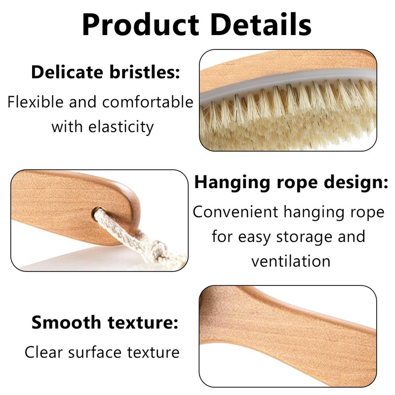 Jaasuee Natural Wooden Dry Brush for Exfoliating and Detoxifying, Featuring Biodegradable Sisal Fibers, Skin-Enhancing Body Brush for Luminous and Smooth Skin, Brown