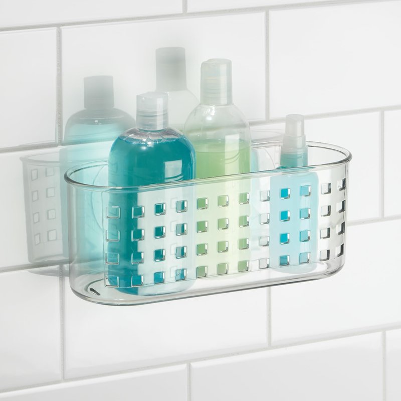 iDesign Hanging Suction Shower Caddy Basket for Bathroom Storage - Clear - Made in USA