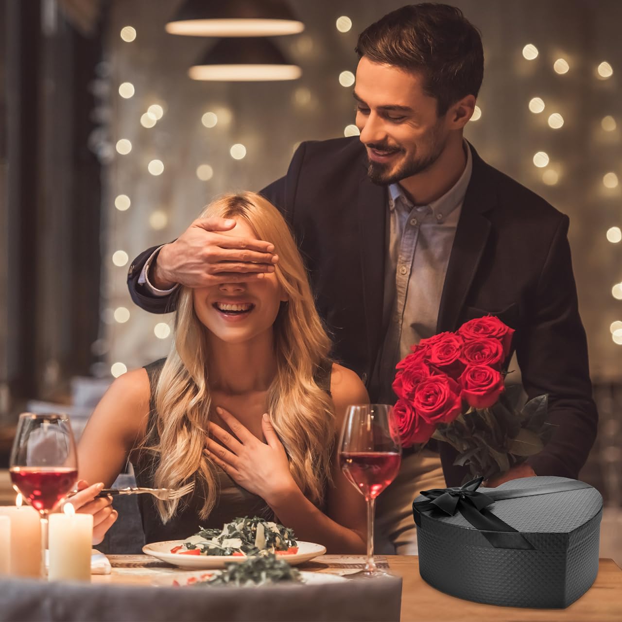 Box Heart Shaped Black Box Holiday Dessert Bags Empty Bouquet Bags Candy Treat Container Christmas Love Shaped Birthday Heart-shaped Souvenir Bridesmaid Paper