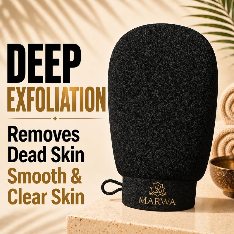 Moroccan Kessa Exfoliating Glove Rough – Deep Hammam Body Scrub Mitt by Dar Marwa – Dead Skin & Callus Remover – Heavy Duty – Made in Morocco