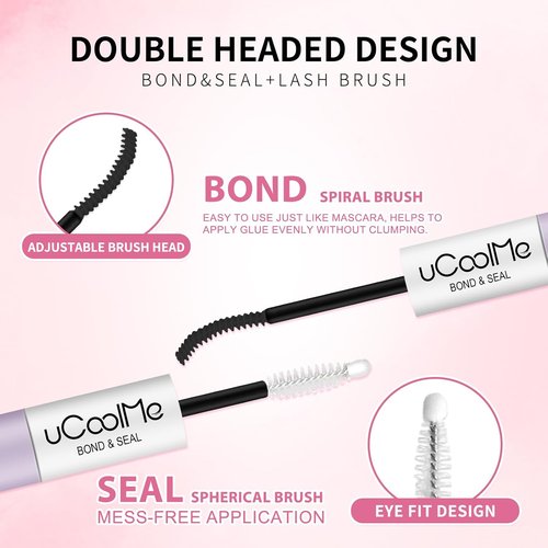 uCoolMe Lash Bond and Seal Waterproof 10ML for Lash Clusters 144Hours SuperStrong Long-Lasting Non-Irritating Eyelash Glue for DIY at Home(Black,10ML)