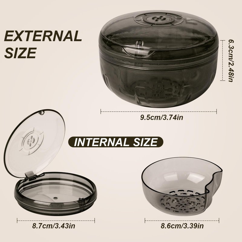 Maoerdental Retainer Cleaner Case,Double Layer No-Leak Denture Cup for Soaking Dentures, Denture Bath for Invisalign Aligner,Retainers,Mouth Guard,Night Guard (Black)