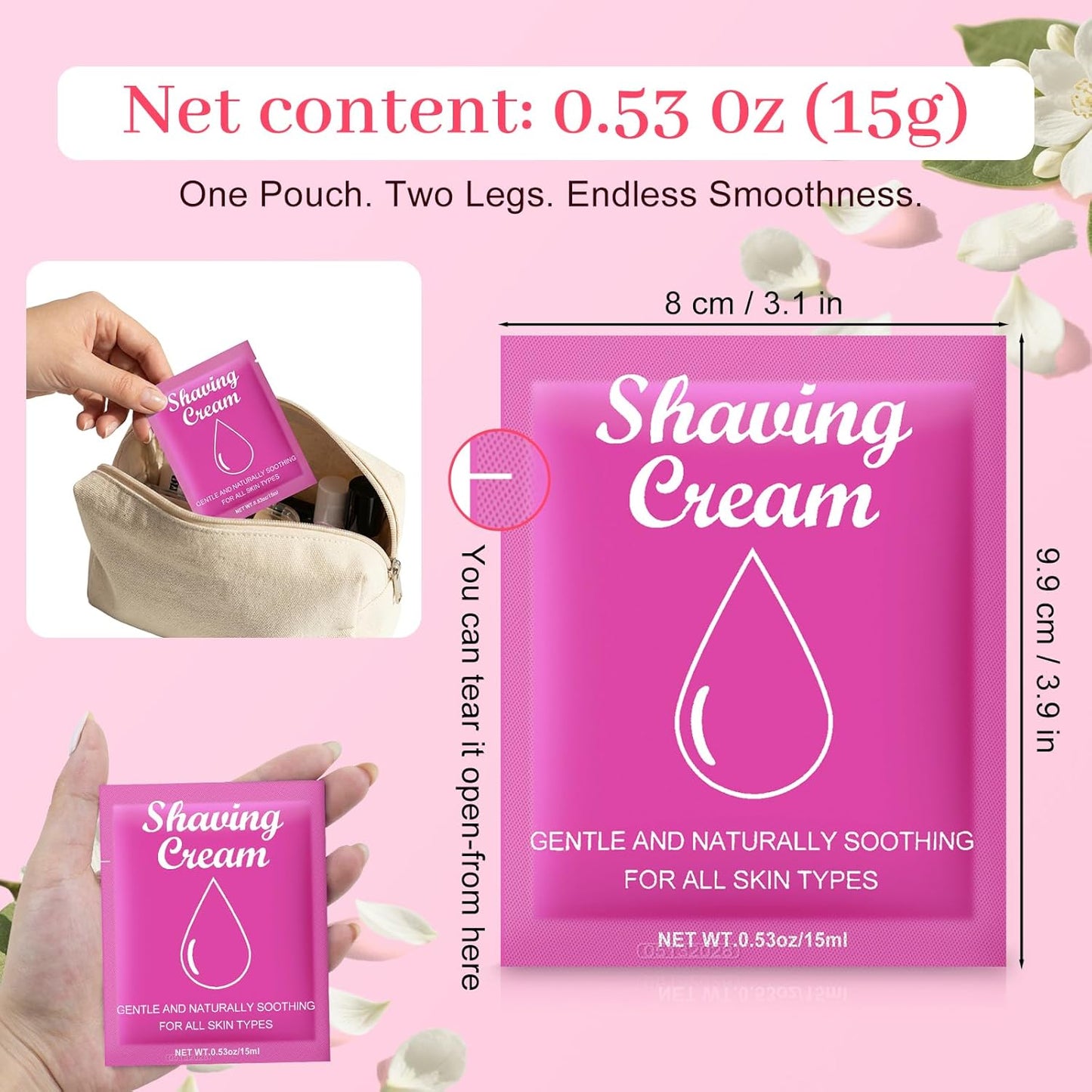 Skiennix Women's Shaving Cream - Moisturizing Shave Gel for Dry Skin | Travel Size 0.53oz (Pack of 20, Jasmine)