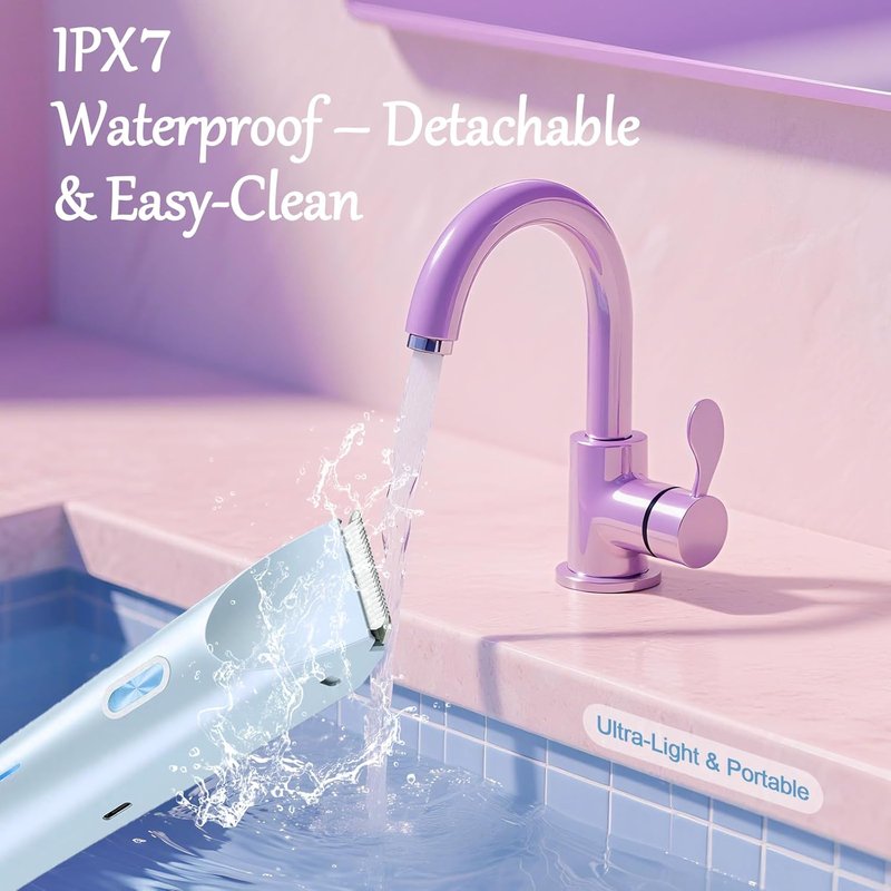 Skiennix Bikini Trimmer - 2-in-1 Painless Shaver with Ceramic Blade | IPX7 Waterproof for Travel & Shower, Blue