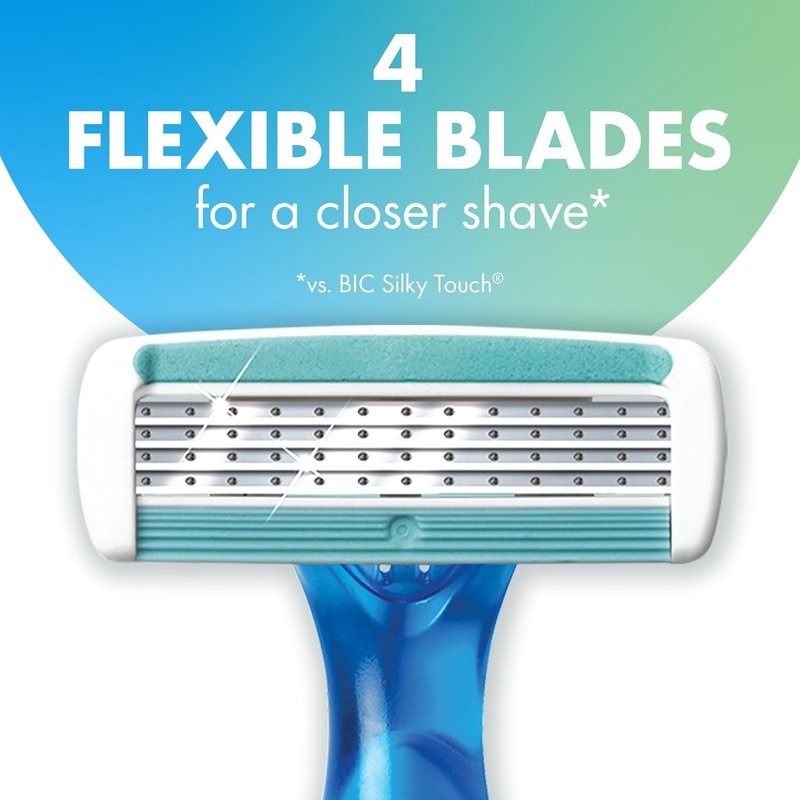 BIC Soleil 4 Women's Disposable 4 Blade Razors, Flexible Blades for a Closer Shave, 3-Pack