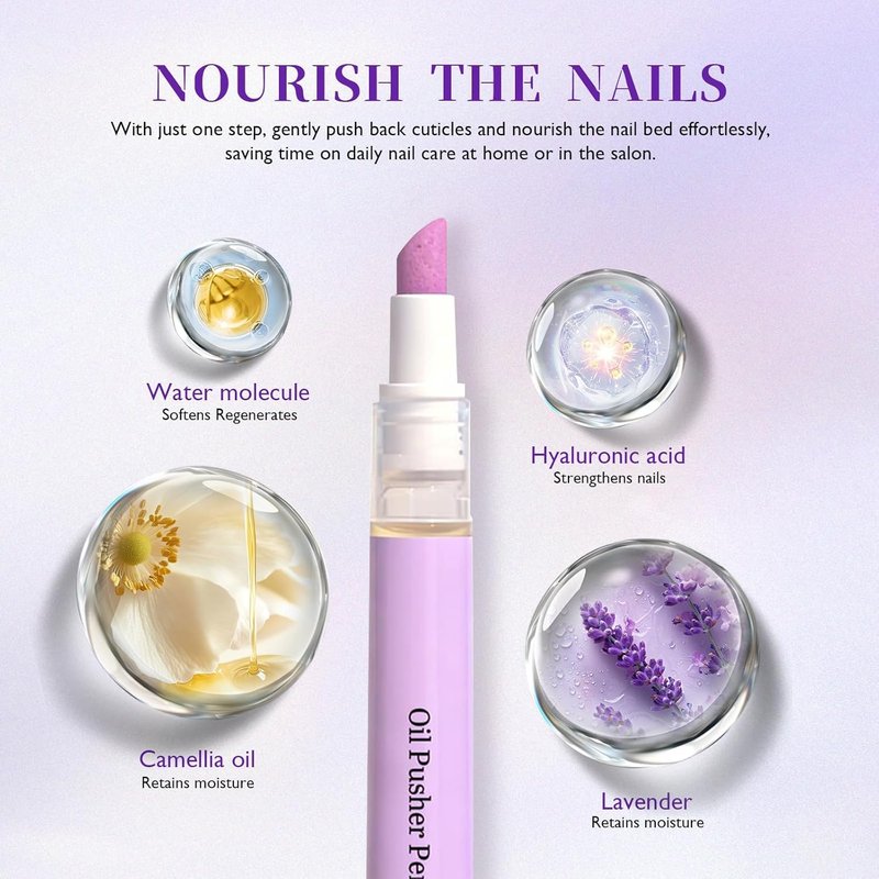 Skiennix 2-in-1 Cuticle Oil Pusher Pen - Nourish, Moisturize & Brighten Nails | 3-Pack