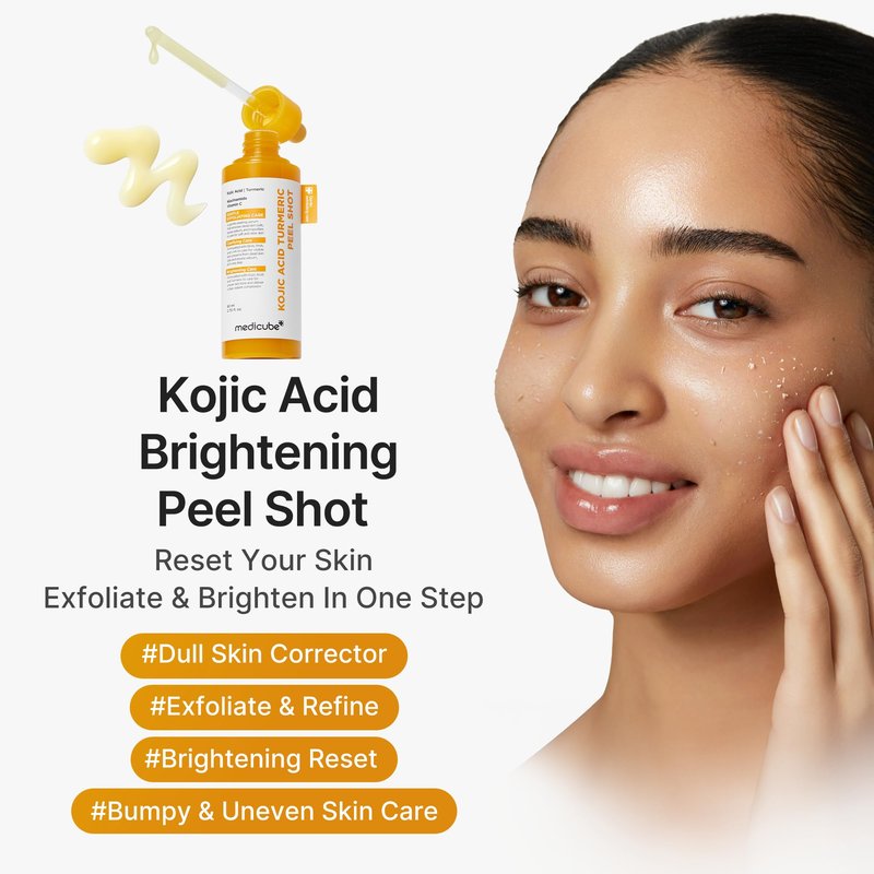 medicube Peel Shot with Kojic Acid Turmeric | Reset in One Step | Gentle Exfoliating Serum with BHA, LHA, PHA for Dead Skin Cells, Blackheads, Excess Sebum | For Dull, Rough, Troubled Skin | 2.7 fl.oz