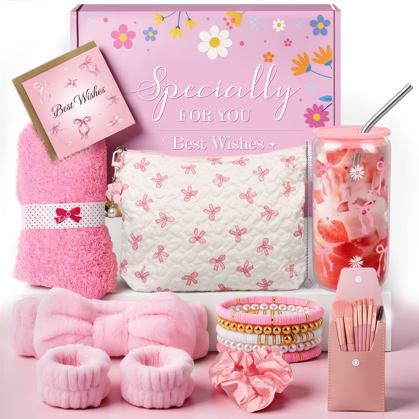 TUZELIYA Exquisite Birthday Gifts for Girls Teens - Best Birthday Presents for Her - Pink Unique Gift Baskets for Women - Back to School Gifts for Best Friends Girlfriend Daughter Mom Sister Coworker